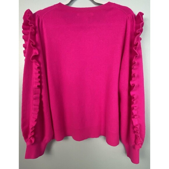 Lilly PULITZER Vibrant Cashmere Pink Ruffle Georgetta Sweater - Picture 3 of 13